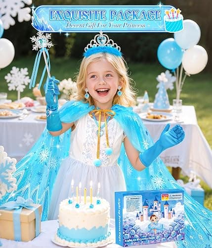 Princess Dress up for Girls 4-6, Light up Unicorn Princess Cape with Crown | Gloves Princess Toys for Girls 3-6 Jeowoqao thumbnail 3