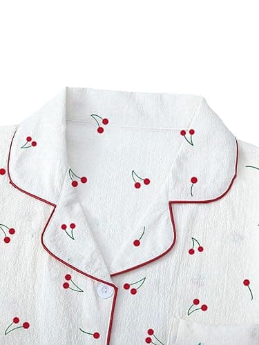 Remidoo Women's Floral Pj Set Short Sleeve 2 Piece Button Up Pajamas Sleepwear thumbnail 4