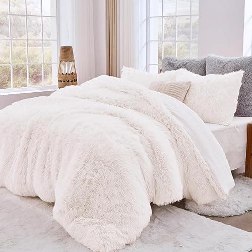 Sasttie 3-Piece Fluffy Duvet Cover Full, Ultra Soft Faux Fur and Velvet Camel Comforter Cover, Luxury Fuzzy Bedding Sets for Winter Bed, Includes 1 Duvet Cover and 2 Pillowcases, No Comforter - Image 1