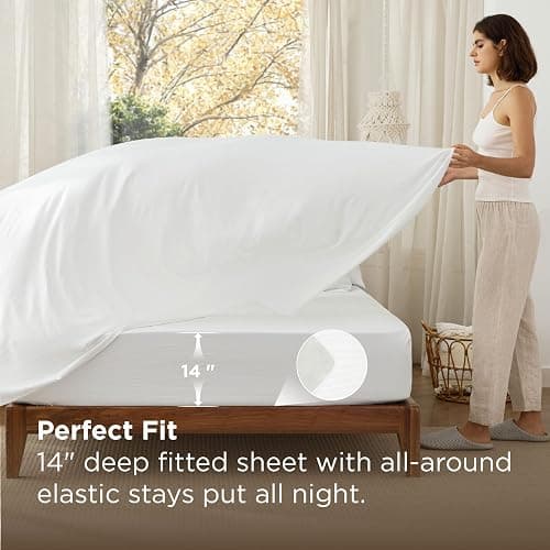 Bedsure Full Size Comforter Set, White Soft Prewashed Bedding for All Seasons, 7 Pieces Warm Winter Down Alternative Bed Set, Fluffy Bed in a Bag with Sheets, Pillowcases & Shams thumbnail 5