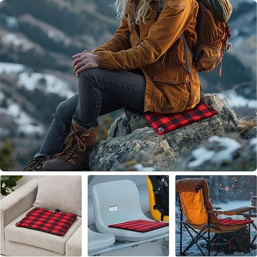 Mantuole 24x20Inch Stadium Seat Heating Pad, Battery Heated Outdoor Chair Cushion for Camping,Stadium,Office or Home, (Battery NOT Included). thumbnail 7