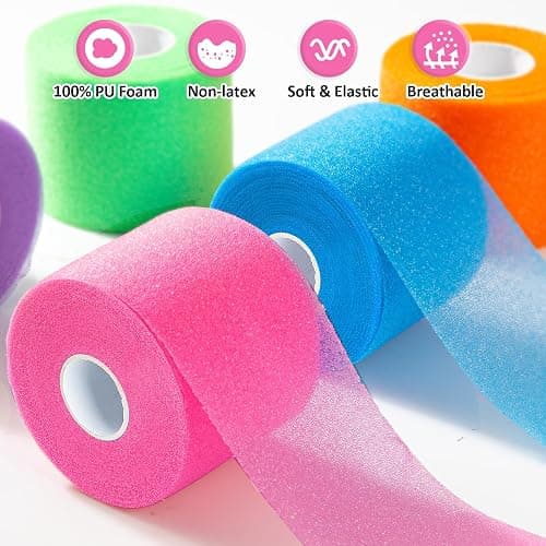 9 Rolls (108 Yards) Pre Wrap Athletic Tape - 9 Colors, 3rd Gen Prewrap for Hair Soccer, Athletic Sports Wrap Foam Underwrap for Headbands, Ankles, Wrists, Hands & Knees thumbnail 2