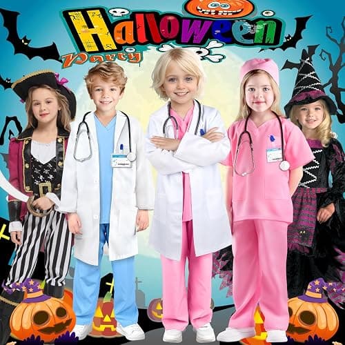 GIFTINBOX Doctor Costume for Kids Doctor Lab Coat for Kids Real Stethoscope, Girls Halloween Costumes for Kids age 3-11 thumbnail 6
