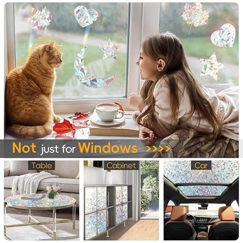 Rainbow Window Privacy Film Decorative, Stained Glass Window Tint for Home, 3D Decals Window Clings for Glass Windows, Static Cling Window Sticker, Suncatcher Window Cover, 23.6 Inch x 157.4 Inch thumbnail 8