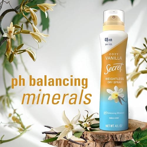 Secret Dry Spray Antiperspirant Deodorant for Women, 48hr Weightless Sweat & Odor Protection, Gentle on Skin, Cozy Vanilla Scent, 4.1 oz (Pack of 3) thumbnail 5