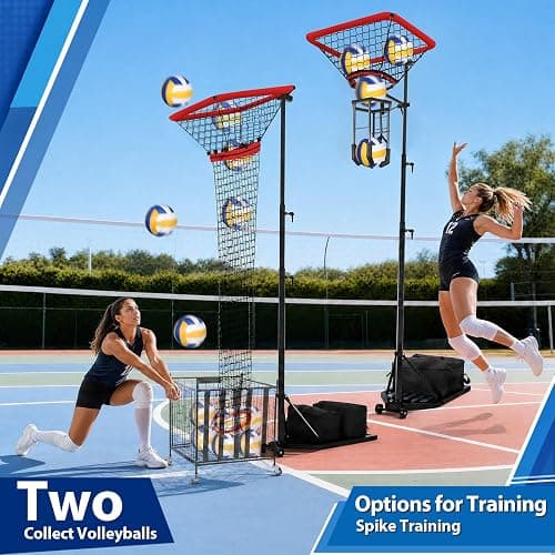 HVDI Volleyball Setter & Spike Trainer System, Heavy Duty Volleyball Training Aid Set – 88LB Sandbag Base with Dual Wheels for Easy Mobility, Adjustable Hitter & Receiver Combo System thumbnail 6