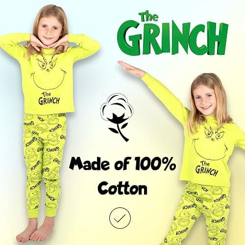 The Grinch Unisex Pyjama for Kids Long Sleeve 100% Cotton Winter Christmas Pyjama thumbnail 4