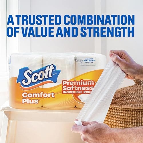 Scott ComfortPlus Toilet Paper, 12 Triple Rolls, 231 Sheets per Roll, Septic-Safe, 1-Ply Toilet Tissue thumbnail 2