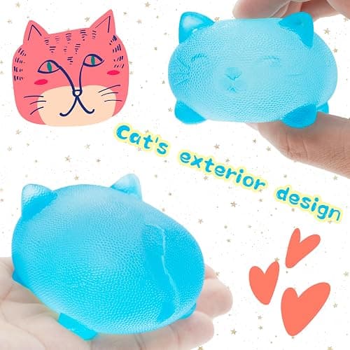 Stress Cat Toy, Sensory Fidget Toy, Sugar Filled Squishy Toys for Kids Stress Relief - High Density Squeeze Balls for Students Calming - Ultra-Soft Decompression Venting Toys thumbnail 2