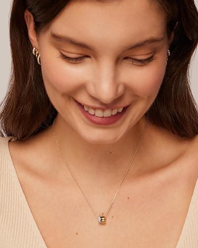 PAVOI 14K Gold Plated Pendant Necklace for Women | Two Distinct Rondelle Pendants with Cubic Zirconia | Sliding Chain Pendant | Trendy Fashion Jewelry thumbnail 3