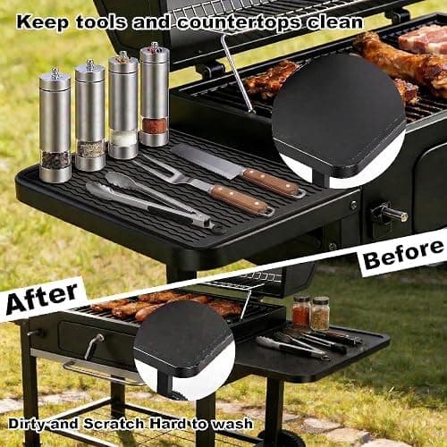 Geban Blackstone Griddle Tool Mat, BBQ Accessories Rest Pad for Black Stone, Weber, Traeger Grill Side Shelf, Silicone Heat Resistant Mat, Outdoor Kitchen Counter, Gifts for Men (Black) thumbnail 4
