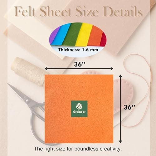 Nude Tones Soft Felt Fabric Sheet 36" x 36", 1.6mm Thick, Premium Craft Felt for Sewing, DIY Projects, Decorations, Art and Kids School Projects thumbnail 2