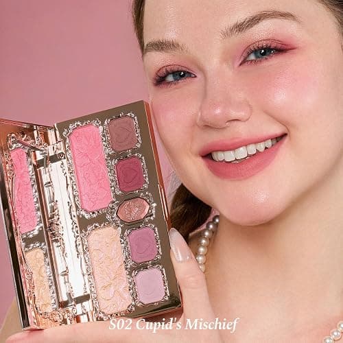 Flower Knows Strawberry Kiss Treasure Set 7 Pieces Makeup Gift Kit,Includes Make-up Palette,Solid Perfume,Lip Cream,Liquid Blush,Hand Mirror,Hair Clip,Powder Puff for Women Girls(Strawberry Treasure) thumbnail 4