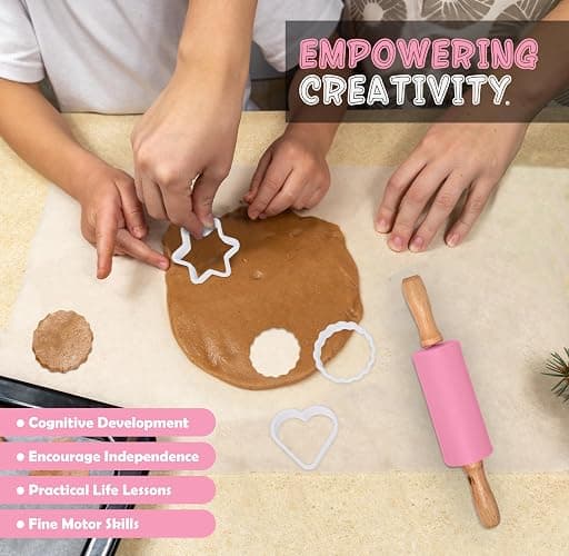 PERLLI Kids Real Cooking and Baking Supplies Gift Set with Case (Pink) | 31 Piece Montessori Junior Chef Kitchen Set with Toddler Utensils, Kids Knife Set for Fine Motor Skills for Children Ages 6+ thumbnail 6
