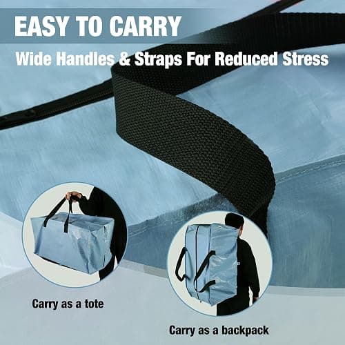 WORKPRO 6 Pack Extra Large Moving Bags with Zippers & Carrying Handles Backpack Straps, Heavy-Duty Storage Tote for Space Saving & Storage, Alternative to Moving Box (Dusty Blue) thumbnail 4