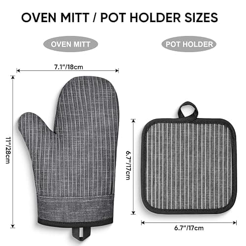 CUSIRA Oven Mitts and Pot Holders, Silicone Oven Gloves, 500 F Heat Resistant Oven Mitts Sets, Non-Slip Silicone Textured Grip, Darkgray thumbnail 3