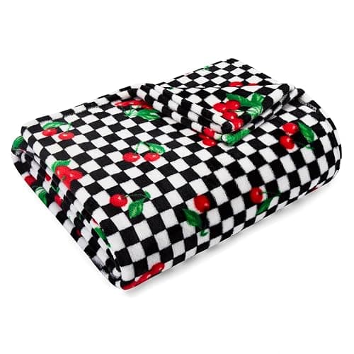 Betsey Johnson - Oversized Throw Blanket 50x70, Ultra-Soft Plush Bedding for Couch or Bed, Cozy & Lightweight, Soft Blanket with Cherry Checker Print (Red) - Image 1