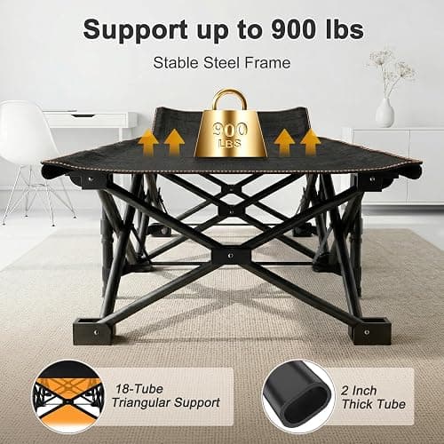 ABORON 2PK XXL Camping Cot for Adults 900LBS - 78"×32" Oversized Folding Bed with Mattress Pad, Heavy Duty 1200D Oxford Outdoor Cot with Carry Bag thumbnail 6