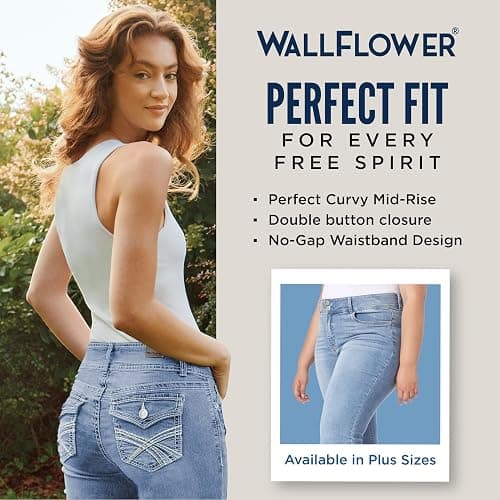 WallFlower Women's Luscious Curvy Bootcut Mid-Rise Insta Stretch Juniors Jeans (Standard and Plus) - 0 Short Jenny thumbnail 5