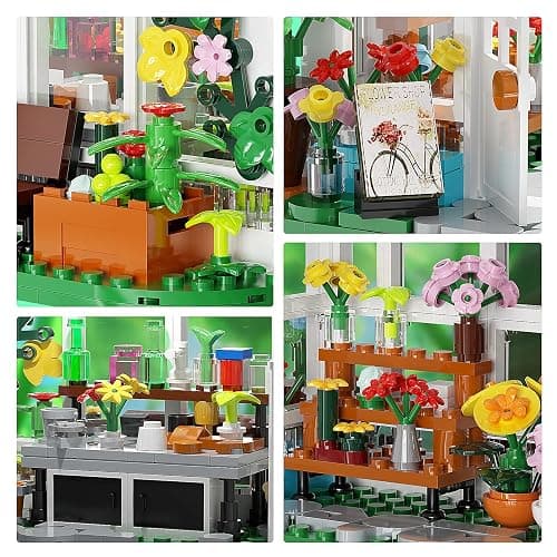 Flower House Building Set, Creative Garden Playset Toy with LED Light, Build a Greenhouse Model, Great Gift for Friends or Girls (597 Pieces) thumbnail 6