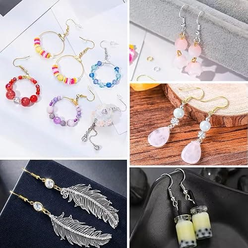 Hypoallergenic Earring Hooks, Ear Wires Fish Hooks, 600 Pcs Gold Earing Making Supplies Kit with Earring Backs and Jump Rings for DIY Jewelry Making (Gold) thumbnail 7