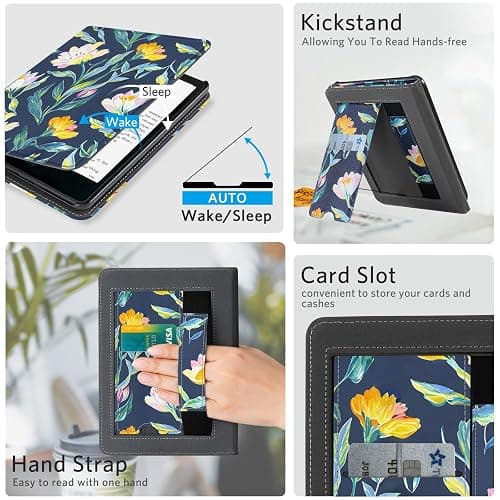 CoBak Stand Case for 7" Kindle Paperwhite 12th Gen 2024 and Kindle Colorsoft with Hand Strap - Compatible with iPhone MagSafe, for Samsung/Belkin/Anker Wireless Charging Pads, Durable, Auto Sleep Wake thumbnail 3