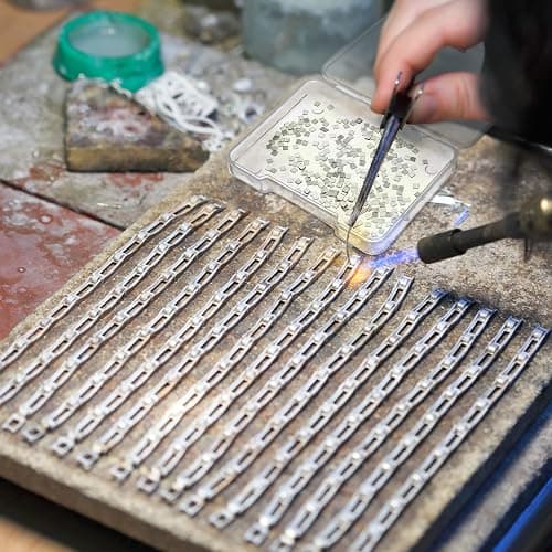 About 500 Pcs 4.5 Grams Silver Solder Jewelry Precut Chips Solder Ultra Tiny Medium Density Easy Bond for Jewelry 2 x 2 mm (E, M, H) thumbnail 5