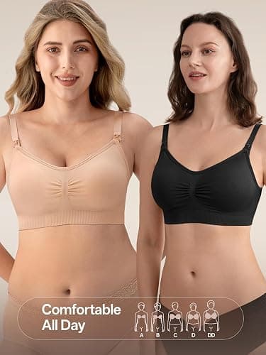 Angelhood Nursing Bra 5 Pack Womens Maternity Breastfeeding Seamless Wireless Sleep Bra with Extenders thumbnail 8