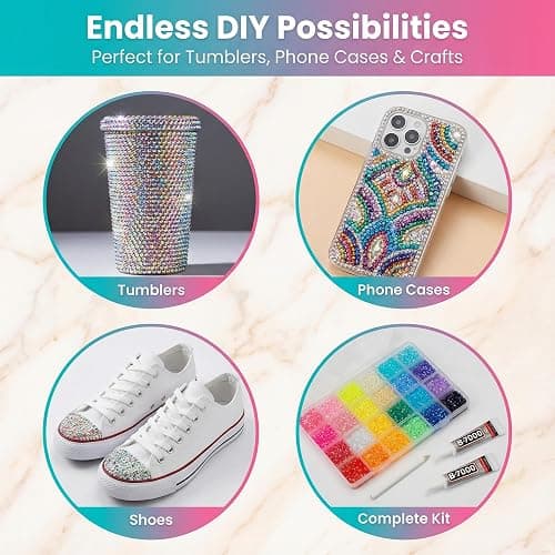 16000Pcs 3mm Rhinestones for Bedazzling, Bedazzler Kit with Rhinestones and Tools, Flatback Resin Jelly AB Colorful Rainbow Crystals Gems Set with Glue for Nail Art Crafting Clothes Crafts thumbnail 7