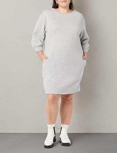 Amazon Essentials Women's Fleece Blouson Sleeve Boatneck Sweatshirt Dress (Available in Plus Size) thumbnail 5