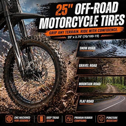 Riding'times Upgraded GT73 Pro / GT54 Pro Electric Dirt Bike for Adults Teens, 3000W 60V 50MPH / 2400W 48V 37MPH Long Range Dirtbike, Motorcycle Tire, UL2849 All Terrain Ebike thumbnail 7
