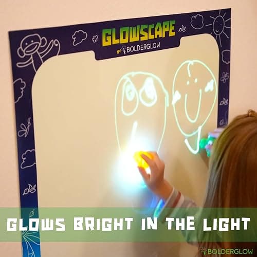 Bolderglow Glowscape - Light Reactive Drawing Surface 36 x 24 inches Super Bright Glow Effect with 2 Included Purple-Light LED Pens thumbnail 6