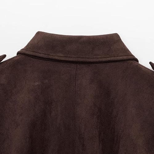 Women's Faux Suede Bomber Jacket Casual Lapel Pilot Jackets Oversize Long Sleeve Full Zip Fashion Travel Streetwear Outerwear thumbnail 6
