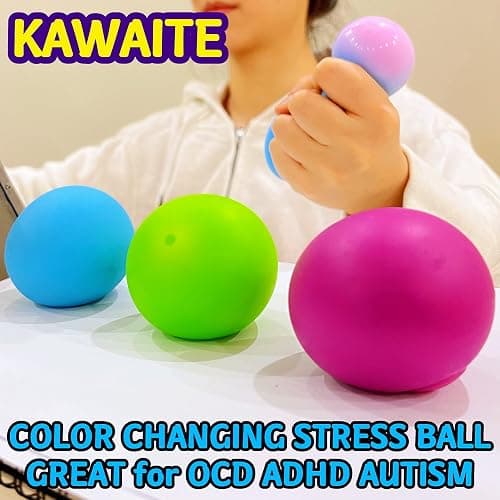 Squishy Dough Stress Ball Squeeze Toy (1 Pack) Squishy Stress Balls for Kids and Adults, Funny and Soft Change Color Squeeze Ball, Squish Ball, Ideal for Anxiety Relief, Autism, ADHD (Blue) thumbnail 6