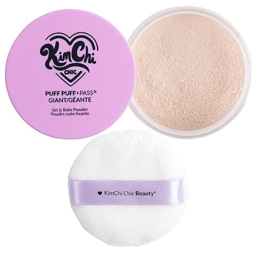 KimChi Chic Giant Puff Puff Pass Set & Bake Powder - Loose Setting Powder with Rice & Vitamin E, Finely Milled for All Day Wear, Translucent 80g - Translucent Giant - Image 1