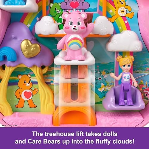 Polly Pocket x Care Bears Dolls & Playset with Toy Car and Themed Accessories, Travel Toy, Partnership Compact thumbnail 3
