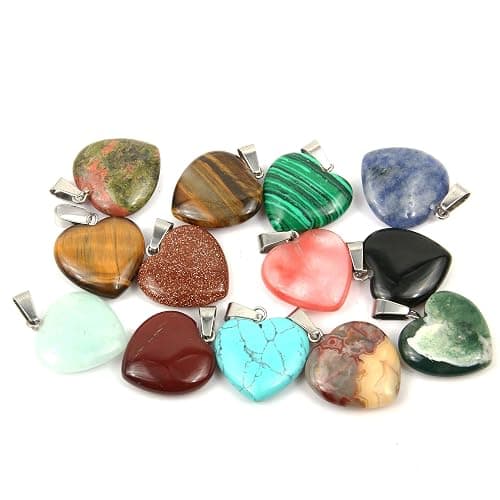 LE SKY 20 Pcs natural stone pendants heart shape healing stone charms for jewelry making thumbnail 7