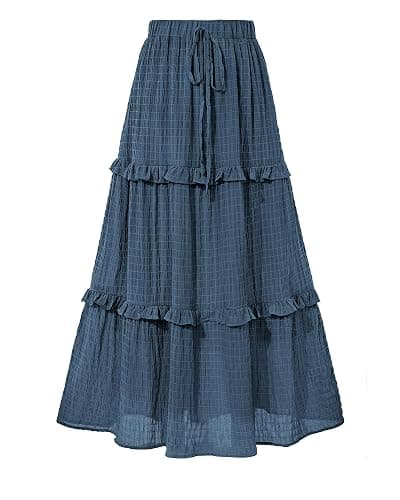 BTFBM Women's Long Summer Skirt 2025 Elegant High Waist Cocktail Party Wedding Guest Dress Flared A-Line Midi Skirts - Image 1