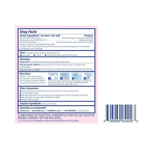 Boiron Camilia Teething Drops for Daytime and Nighttime Relief of Painful or Swollen Gums and Irritability in Babies - 30 Count thumbnail 6