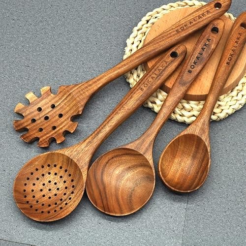 Wooden Spoons for Cooking,10 Pcs Natural Teak Wooden Kitchen Utensils Set Wooden Utensils for Cooking Wooden Cooking Utensils Wooden Spatulas for Cooking (10) thumbnail 5