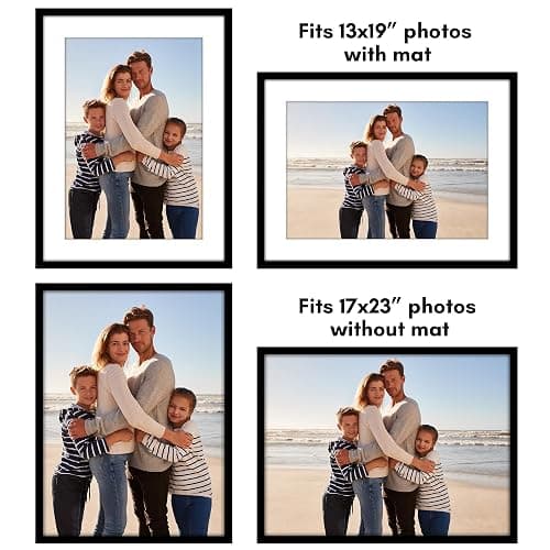 Americanflat 17x23 Picture Frame with Polished Plexiglass - Set of 5 - Use as 13x19 Frame with Mat or Display 17x23 Photo Without Mat - Galleria Collection - Picture Frames for Wall Display - Black thumbnail 5