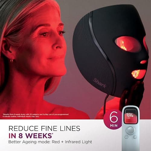 Shark CryoGlow LED Face Mask with Under-Eye Cooling, Anti-Ageing & Blemish Repair, Red & Blue LED, Infrared Light Therapy, USB-C, Remote Control, Storage Bag, Adjustable Straps thumbnail 3