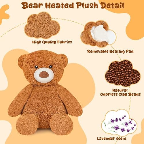 Finebee Weighted Stuffed Animals Bear Plush Heated Microwavable Weighted Plushise Stuffy Lavender Scented Bear Stuffed Animal Calming Gift for Kids and Adults thumbnail 4