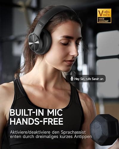 Picun B8 Bluetooth Headphones, 120H Playtime Headphone Wireless Bluetooth with 3 EQ Modes, Low Latency, Hands-Free Calls, Over Ear Headphones for Travel Home Office Cellphone PC Black thumbnail 7