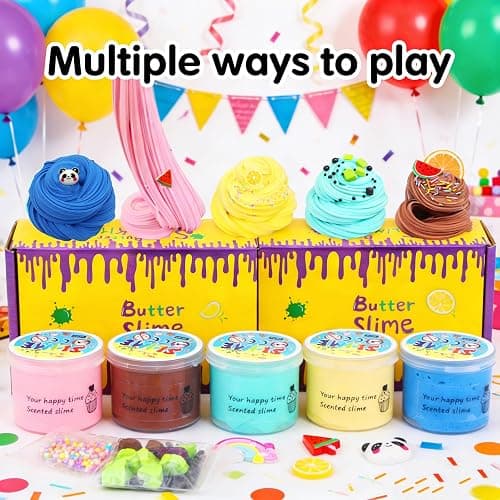 5 Pack Butter Slime Kit,Birthday Gifts for Kids,Party Favors for Girls and Boys,Non-Sticky,Super Soft Stress Relief Toy thumbnail 6