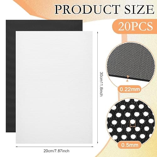 Seenelling 20 Pcs 11.81 x 7.87 Inch Eye Mesh for Therian Cosplay Mask PVC Plastic Mesh for Fursuit Waterproof Printable Canvas Sheets for Therian, DIY Fursuits, Furry Suit(No Eyes)(White,Black) thumbnail 2