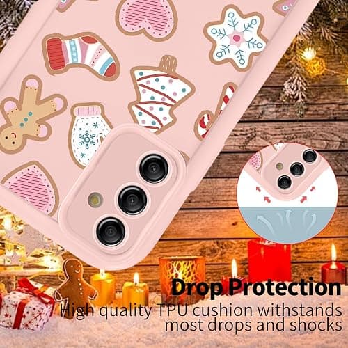 Christmas Phone Case for Samsung Galaxy A16 5G 6.7", Cute Christmas Tree Gingerbread Man Snowflake Pattern Gifts Case, Aesthetic Protective Shockproof Cover for Women Girls Men -Pink Snowflakes thumbnail 3