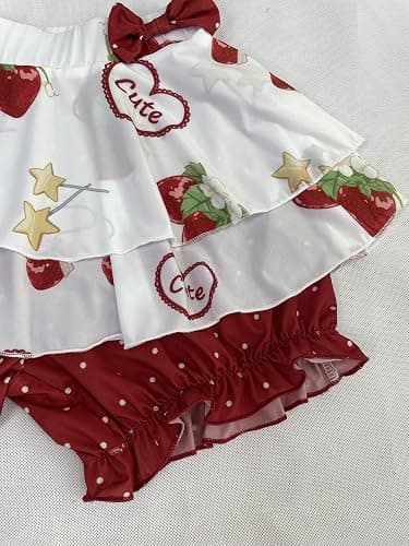 Jilneed Women's Cute Pajama Set Teens Lolita Kawaii Strawberry Print Cami Crop Top and Pj Shorts 2 Piece Sleepwear Pjs thumbnail 5