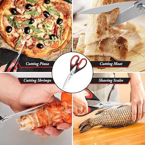 iBayam Kitchen Scissors All Purpose Heavy Duty, Kitchen Utensils Set, Stainless Steel Cooking Utensils Gadgets, Meat Poultry Food Shears Dishwasher Safe Utility Tools Home Gift, with Protective Sheath thumbnail 8