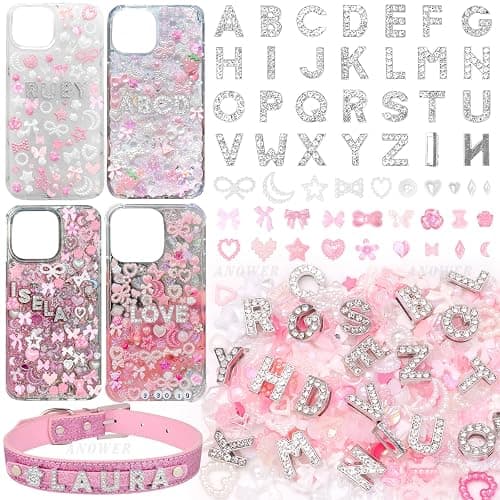 Anower 330 Pcs Junk Phone Case Charms, 26 Pcs A-Z Alphabet Letter Charms - Image 1